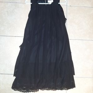 Black Tank Shift Dress Laser Cut Lace Tiers